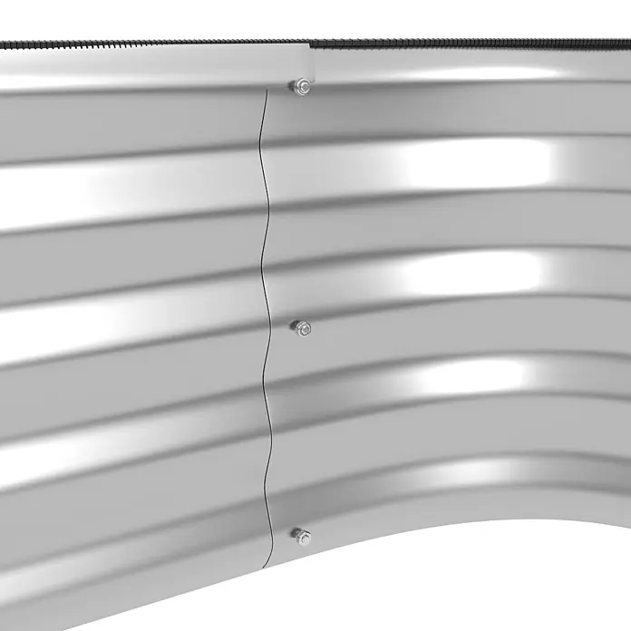 Outsunny Hochbeet - Metall, Silber - Segment eines silbernen Hochbeets aus Wellblech mit verschraubter Naht.