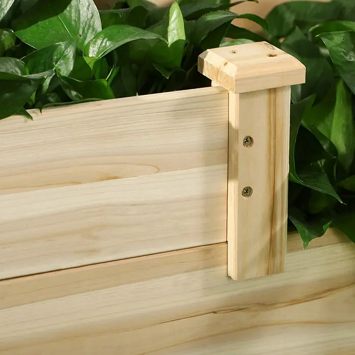 Outsunny Hochbeet - 108 x 88 x 36 cm, Holz, Naturholz - Helle Holzkiste für Pflanzen mit sichtbaren Schrauben an der Ecke, zeigt die natürliche Holzmaserung.
