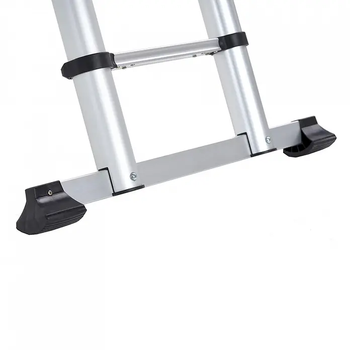 Altrex Teleskopleiter Teleskopleiter Smart Up Active 13 Sprossen - Anzahl Tritte: 13 Stk., Arbeitshöhe: 4.800 m, Aluminium - Silberne Aluminium-Leiterbasis mit schwarzen Anti-Rutsch-Gummifüßen.
