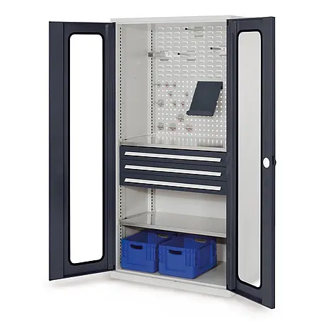 Kappes  Metall-Mehrzweckschrank ®RasterPlan Schubladenschränke 1950x1000x600mm Sichtfenstertüren Modell