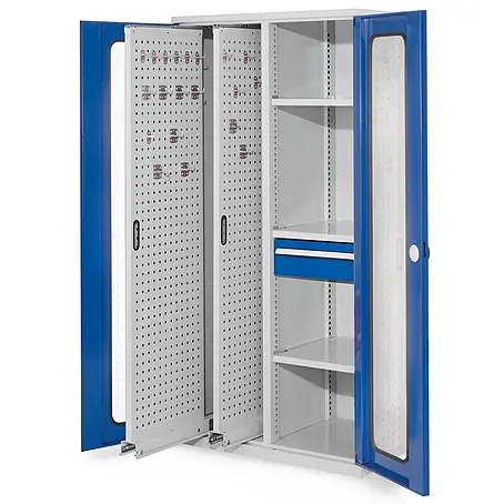 Kappes ®RasterPlan Vertikalschränke 1950x1000x600mm Modell 82 Sichtfenstertüren enzianblau