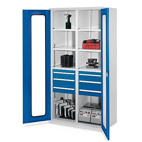 Kappes  Metall-Mehrzweckschrank Schwerlastschränke mit Mitteltrennwand 1950x1000x600mm Sichtfenstertüren