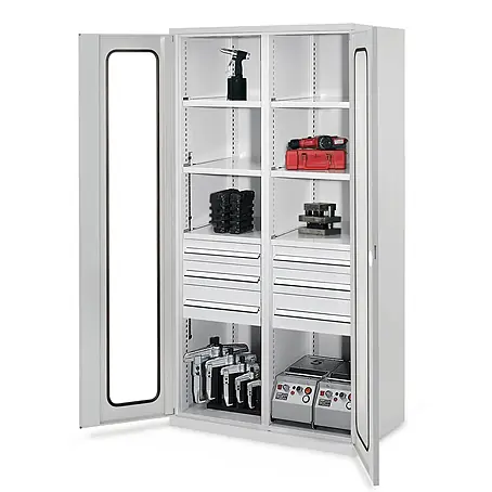 Kappes  Metall-Mehrzweckschrank Schwerlastschränke mit Mitteltrennwand 1950x1000x600mm Sichtfenstertüren
