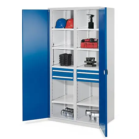 Kappes Schwerlastschränke mit Mitteltrennwand 1950x1000x600mm Doppelwandtüren Modell 56 enzianblau