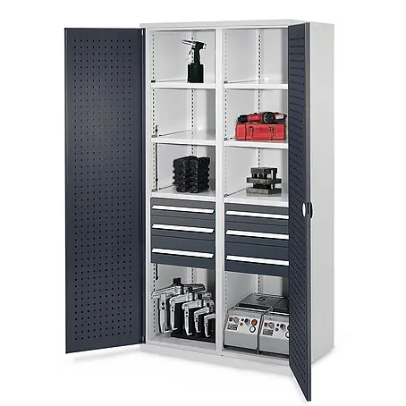 Kappes  Metall-Mehrzweckschrank Schwerlastschränke mit Mitteltrennwand 1950x1000x600mm Lochplattentüren M