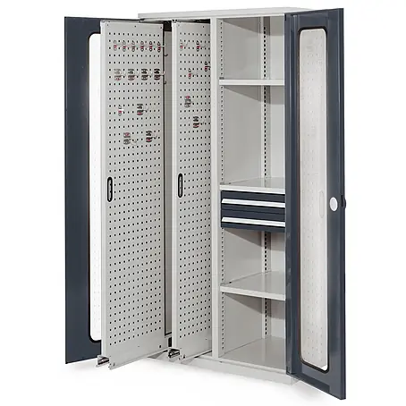 Kappes  Metall-Mehrzweckschrank ®RasterPlan Vertikalschränke 1950x1000x600mm Modell 81 Sichtfenstertüren