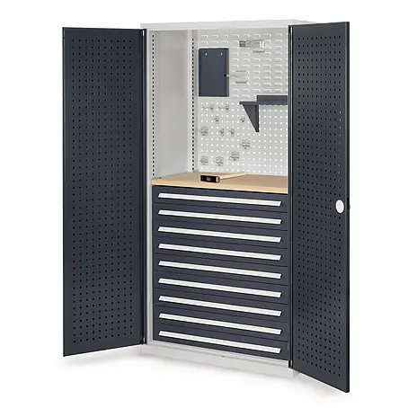 Kappes  Metall-Mehrzweckschrank ®RasterPlan Schubladenschränke 1950x1000x600mm Lochplattentüren Modell 1