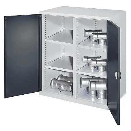 Kappes Schwerlast-Beistellschränke mit Mitteltrennwand 1110x1000x600mm Doppelwandtüren Modell 76 anthrazitgrau