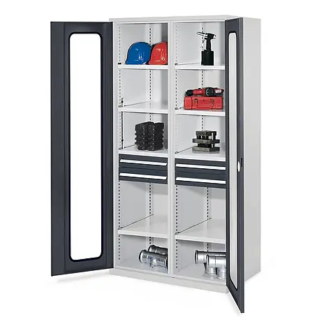 Kappes  Metall-Mehrzweckschrank Schwerlastschränke mit Mitteltrennwand 1950x1000x600mm Sichtfenstertüren