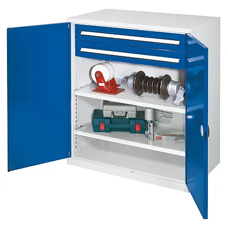 Kappes Schwerlast-Beistellschränke ohne Mitteltrennwand 1110x1000x600mm Modell 63 Doppelwandtüren enzianblau