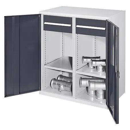 Kappes Schwerlast-Beistellschränke mit Mitteltrennwand 1110x1000x600mm Vollblechtüren Modell 77 anthrazitgrau
