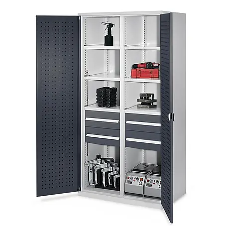 Kappes  Metall-Mehrzweckschrank Schwerlastschränke mit Mitteltrennwand 1950x1000x600mm Lochplattentüren M
