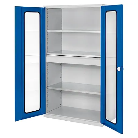 Kappes ®RasterPlan Großvolumenschränke 1950x1130x590mm Sichtfenstertüren Modell 2 enzianblau