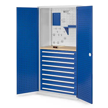 Kappes  Metall-Mehrzweckschrank ®RasterPlan Schubladenschränke 1950x1000x600mm Lochplattentüren Modell 1