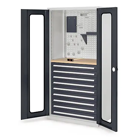 Kappes ®RasterPlan Schubladenschränke 1950x1000x600mm Sichtfenstertüren Modell 37 anthrazitgrau