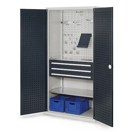 Kappes  Metall-Mehrzweckschrank ®RasterPlan Schubladenschränke 1950x1000x600mm Lochplattentüren Modell 1
