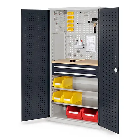 Kappes  Metall-Mehrzweckschrank ®RasterPlan Schubladenschränke 1950x1000x600mm Lochplattentüren Modell 1