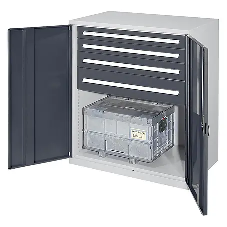 Kappes Schwerlast-Beistellschränke ohne Mitteltrennwand 1110x1000x600mm Modell 62 Vollblechtüren anthrazitgrau