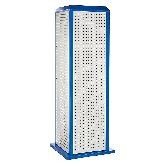 Kappes Metall-Mehrzweckschrank ®RasterPlan ToolTower Stationär Groß Modell 1 -  - Blauer und weißer drehbarer Metall-Lochwandständer für Werkzeuge oder Waren.