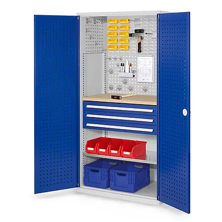 Kappes  Metall-Mehrzweckschrank ®RasterPlan Schubladenschränke 1950x1000x600mm Lochplattentüren Modell 1