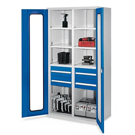 Kappes  Metall-Mehrzweckschrank Schwerlastschränke mit Mitteltrennwand 1950x1000x600mm Sichtfenstertüren