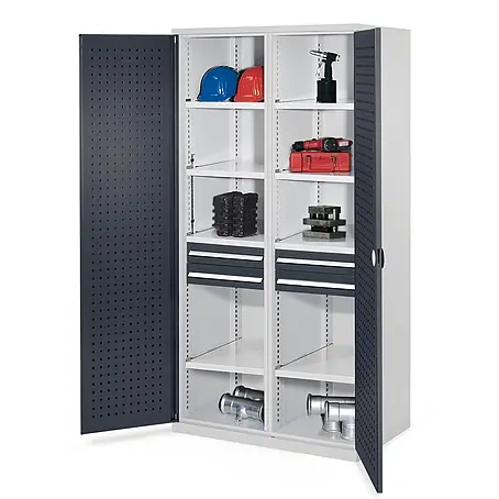 Kappes  Metall-Mehrzweckschrank Schwerlastschränke mit Mitteltrennwand 1950x1000x600mm Lochplattentüren M