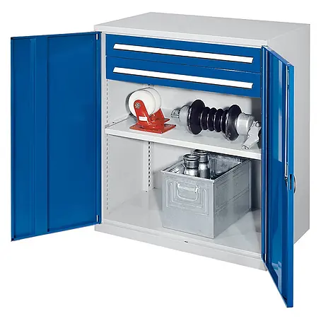 Kappes Schwerlast-Beistellschränke ohne Mitteltrennwand 1110x1000x600mm Modell 61 Vollblechtüren enzianblau
