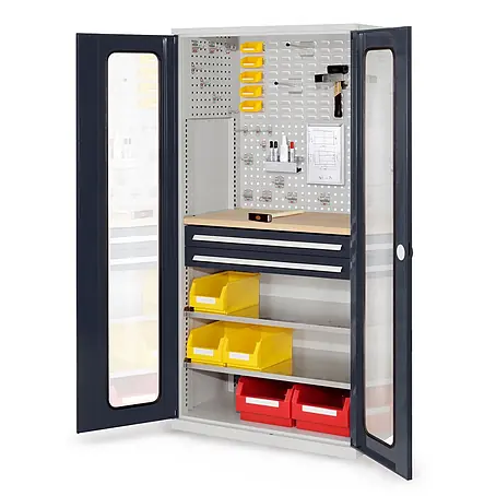 Kappes  Metall-Mehrzweckschrank ®RasterPlan Schubladenschränke 1950x1000x600mm Sichtfenstertüren Modell