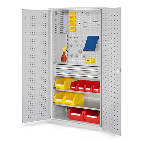 Kappes  Metall-Mehrzweckschrank ®RasterPlan Schubladenschränke 1950x1000x600mm Lochplattentüren Modell 1