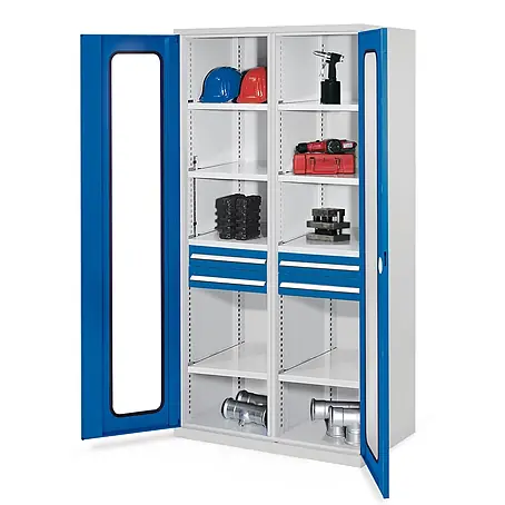 Kappes  Metall-Mehrzweckschrank Schwerlastschränke mit Mitteltrennwand 1950x1000x600mm Sichtfenstertüren