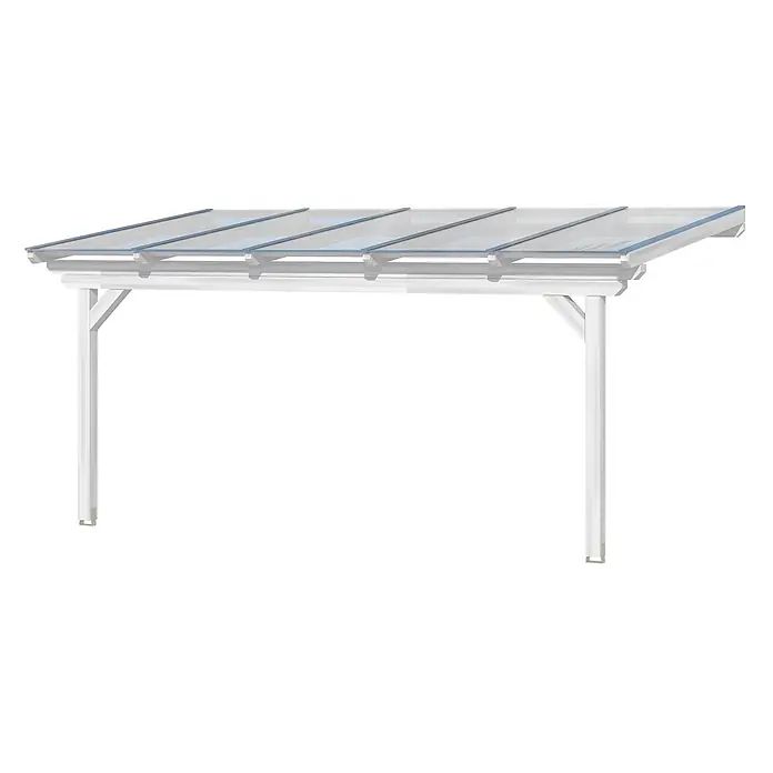 SKAN HOLZ Terrassenüberdachung Ancona - B x T: 541 x 250 cm, Weiß, Polycarbonat, Transparent - Weißes Aluminium-Carport mit transparenten Polycarbonat-Dachplatten.