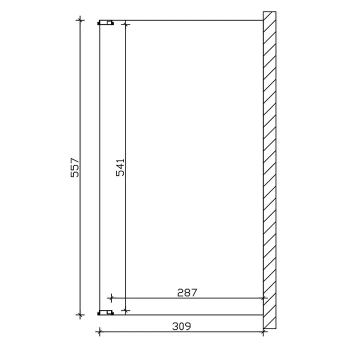 SKAN HOLZ Terrassenüberdachung Novara - B x T: 557 x 309 cm, Nussbaum, Polycarbonat, Transparent - Bemaßte technische Zeichnung eines Möbelteils, mit Höhen- und Tiefenmaßen.