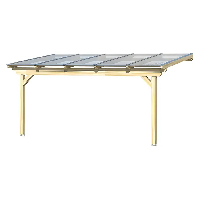 SKAN HOLZ Terrassenüberdachung Ancona - B x T: 541 x 250 cm, Natur, Polycarbonat, Transparent - Heller Holz-Carport mit transparentem Dach für Schutz oder Schatten.