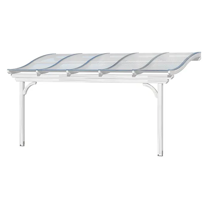 SKAN HOLZ Terrassenüberdachung Verona - B x T: 541 x 239 cm, Weiß, Polycarbonat, Transparent - Weiße, moderne Überdachung mit einem durchscheinenden Wellendach.