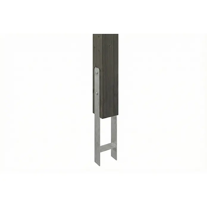 SKAN HOLZ Terrassenüberdachung Siena - B x T: 648 x 350 cm, Schiefergrau, Polycarbonat, Transparent - Dunkler Holzpfosten mit verzinktem H-Pfostenträger, mit Nieten befestigt.