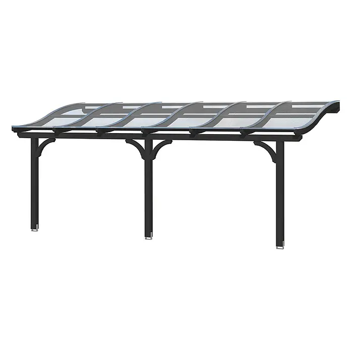 SKAN HOLZ Terrassenüberdachung Venezia - B x T: 648 x 239 cm, Anthrazit, Polycarbonat, Transparent - Vordach mit schwarzem Metallrahmen und gewölbtem, lichtdurchlässigem Polycarbonatdach.