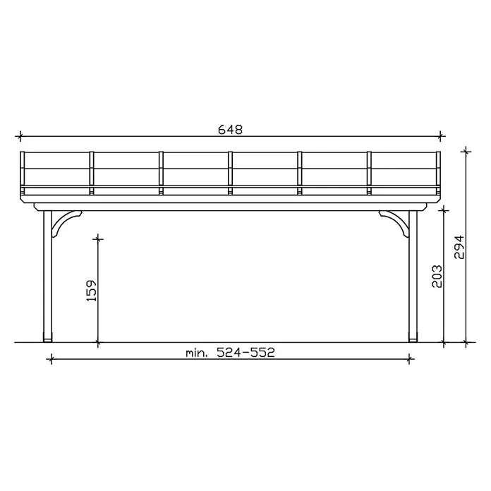 SKAN HOLZ Terrassenüberdachung Verona - B x T: 648 x 239 cm, Nussbaum, Polycarbonat, Transparent - Hölzerner Balkonkasten mit Lattenseiten und Stützpfosten.