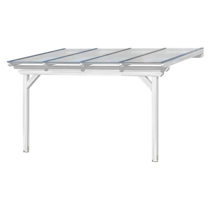 SKAN HOLZ Terrassenüberdachung Ancona - B x T: 434 x 250 cm, Weiß, Polycarbonat, Transparent - Weiße Pergola mit zwei Pfosten und transparenten Dachplatten.