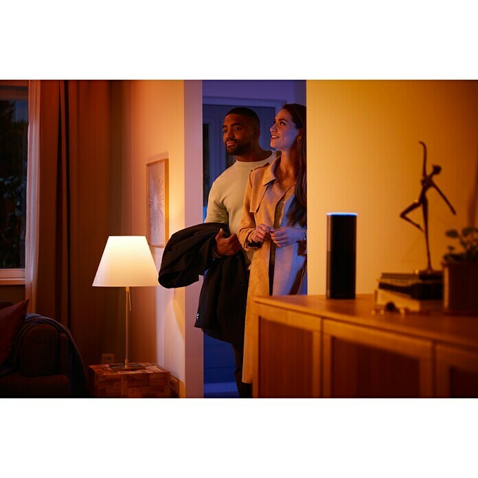 Philips Hue Lámpara LED con mando a distancia (8,5 W, Intensidad regulable,  Blanco cálido)