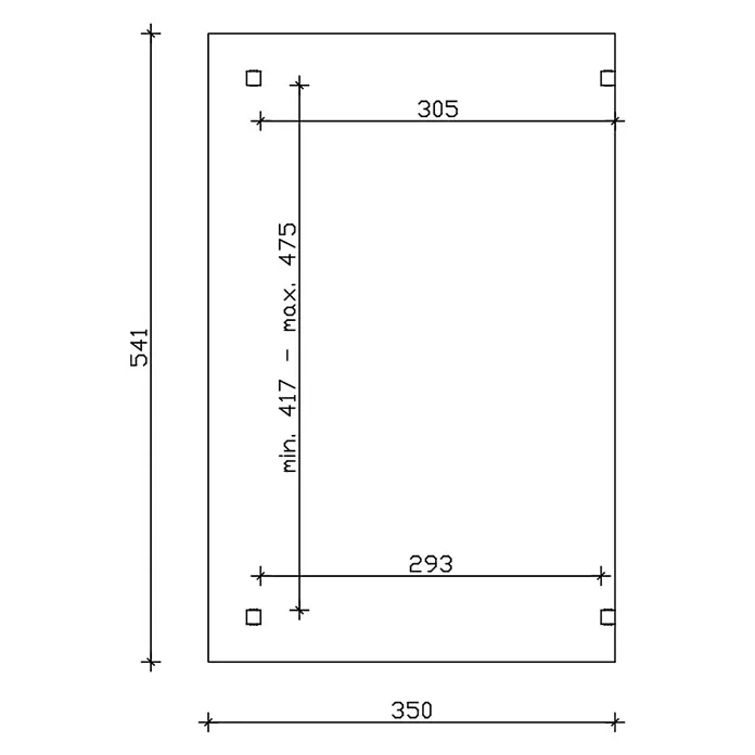 SKAN HOLZ Terrassenüberdachung Sanremo - B x T: 541 x 350 cm, Eiche hell, Polycarbonat, Transparent - Rechteckige Platte mit vier Ecklöchern, Maße 541x350, Lochabstand und verstellbare Länge.