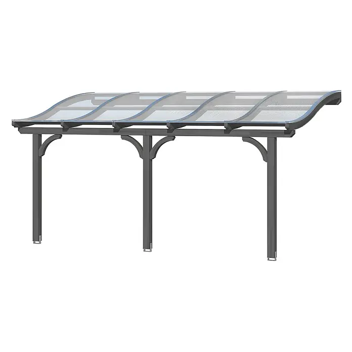 SKAN HOLZ Terrassenüberdachung Venezia - B x T: 541 x 289 cm, Schiefergrau, Polycarbonat, Transparent - Moderne dunkelgraue Metall-Überdachung mit transparentem Wellendach.