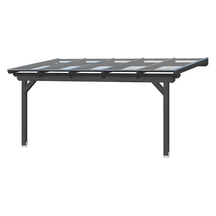 SKAN HOLZ Terrassenüberdachung Ancona - B x T: 541 x 350 cm, Anthrazit, Polycarbonat, Transparent - Dunkelgraues Carport mit lichtdurchlässigem Dach und stabilem Metallrahmen.