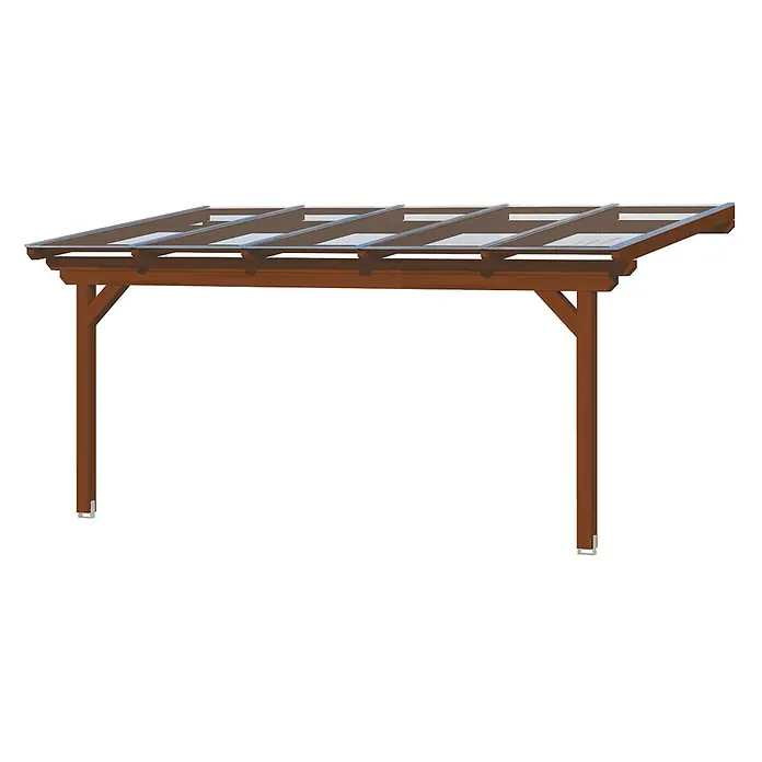 SKAN HOLZ Terrassenüberdachung Ancona - B x T: 541 x 250 cm, Nussbaum, Polycarbonat, Transparent - Braune Holzpergola mit transparenten Dachplatten, für Outdoor-Schutz.