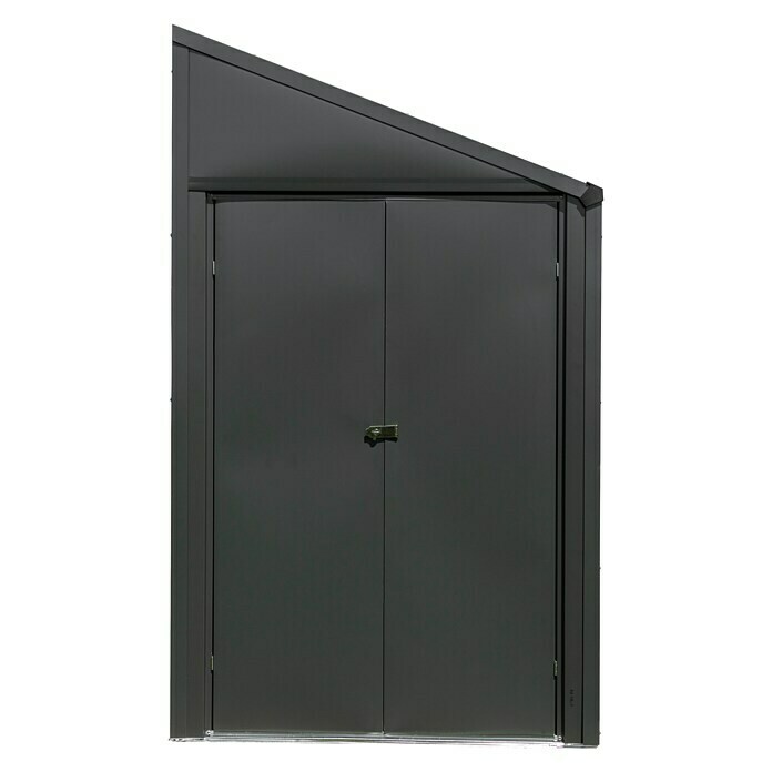 Spacemaker Geräteschrank 4x7Außenbreite inkl. Dachüberstand: 124 cm, Außentiefe inkl. Dachüberstand: 203 cm, Stahl, Grau Front View