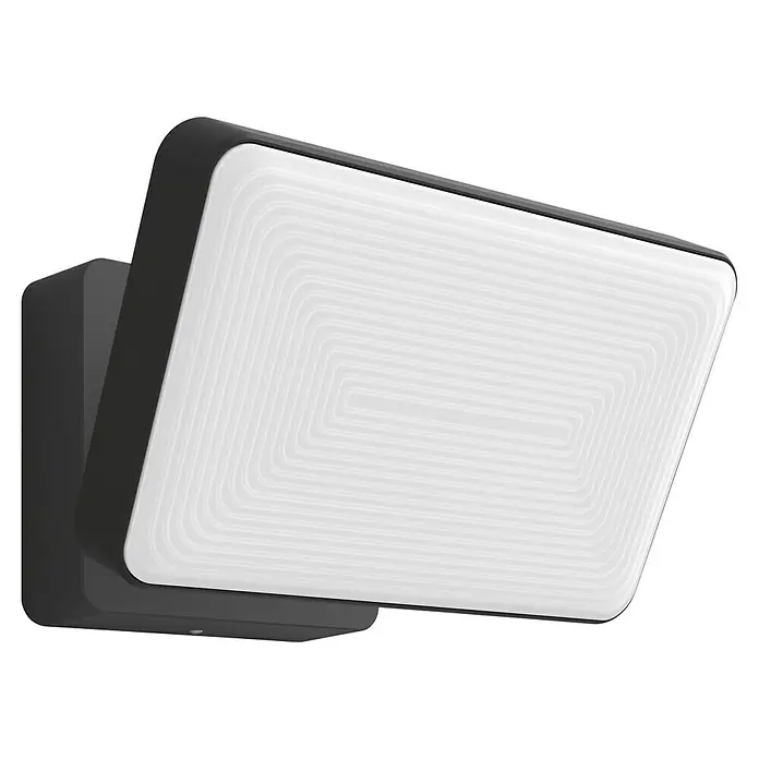 Philips Hue LED-Strahler White & Color Ambiance - 15 W, L x B x H: 22 x 16 x 15,3 cm, Schwarz, RGBW - Moderne LED-Wandleuchte mit rechteckigem Design und integrierten Lichtwellen für eine stilvolle Außenbeleuchtung.