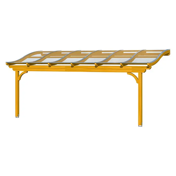 SKAN HOLZ Terrassenüberdachung Verona - B x T: 648 x 339 cm, Eiche hell, Polycarbonat, Transparent - Holzpergola mit einem geschwungenen, transparenten Dach.