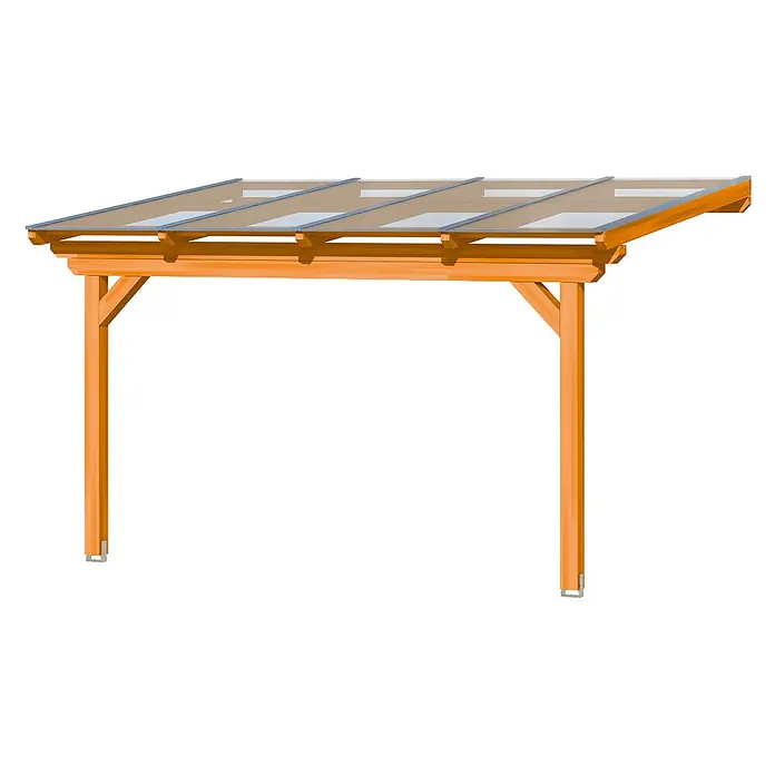 SKAN HOLZ Terrassenüberdachung Ancona - B x T: 434 x 300 cm, Eiche hell, Polycarbonat, Transparent - Holzpergola mit transparenten Dachplatten für den Außenbereich.