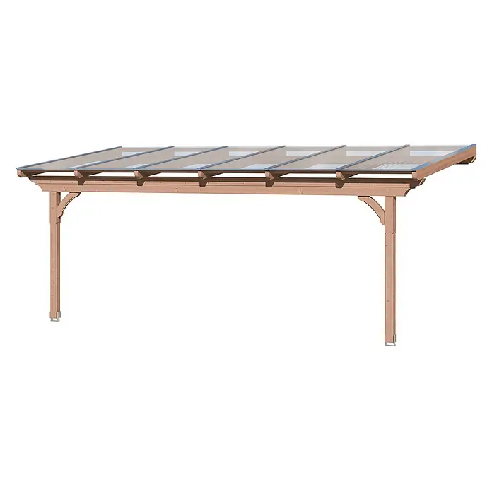 SKAN HOLZ Terrassenüberdachung Ravenna - B x T: 648 x 300 cm, Natur, Polycarbonat, Transparent - Holzpergola mit Naturholz-Finish und transparentem Plattendach als Wetterschutz.
