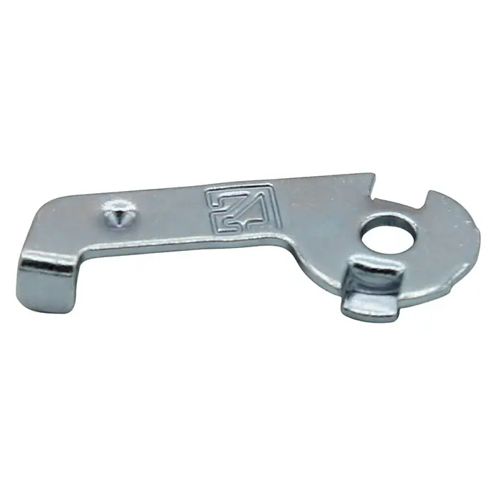 Expo Ambiente Schnellspanner - 2 Stk., L x B x H: 33 x 13 x 4 mm, Metall - Nahaufnahme eines verchromten Metallhebels mit einem Loch und einer Einkerbung.