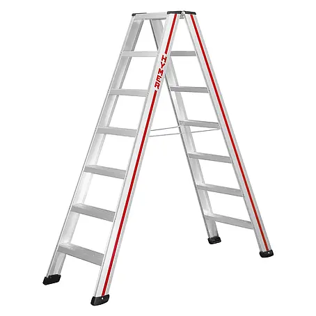 Hymer  Stehleiter Stufenstehleiter mit vernieteten Leiterschuhen 2x7 Stufen
